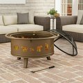 Grillgear 32 in. Outdoor Deep Fire Pit Steel Bowl with Bear Cutouts Antique Gold GR3251361